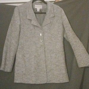 Evan Picone woman size 12 suit jacket beige, grey and brown